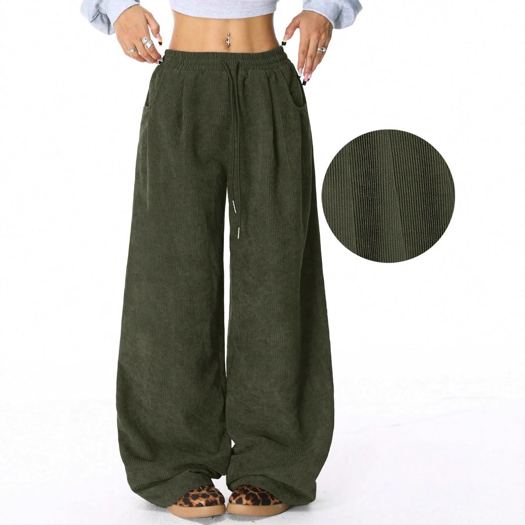 Velina Moda | Women's Wide Cordura Pants with Elastic Waistband