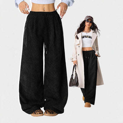 Velina Moda | Women's Wide Cordura Pants with Elastic Waistband