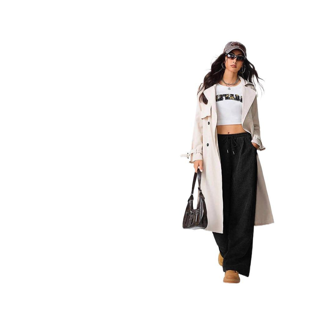 Velina Moda | Women's Wide Cordura Pants with Elastic Waistband