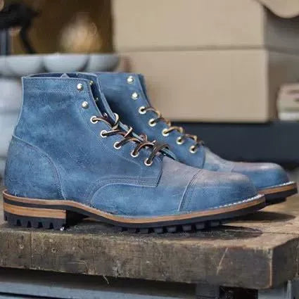 Velina Moda | Ankle boots - leather look with lacing and captoe