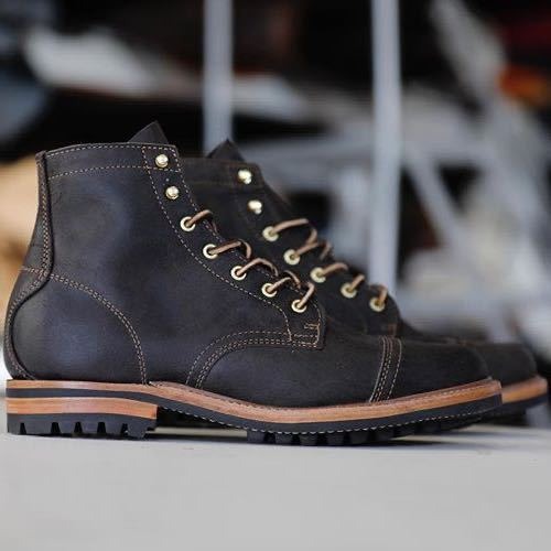 Velina Moda | Ankle boots - leather look with lacing and captoe