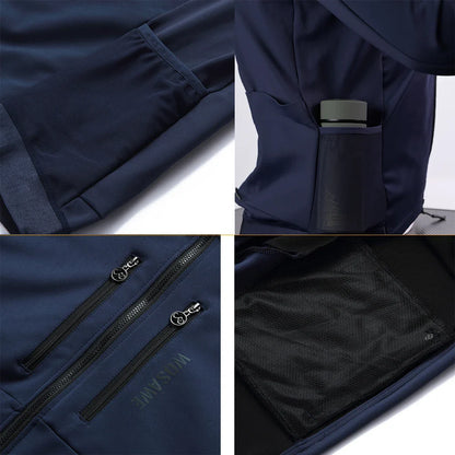Velina Moda | Men's Cycling Jacket - Windproof Thermal Fleece Jacket with Reflective Details & Multiple Pockets