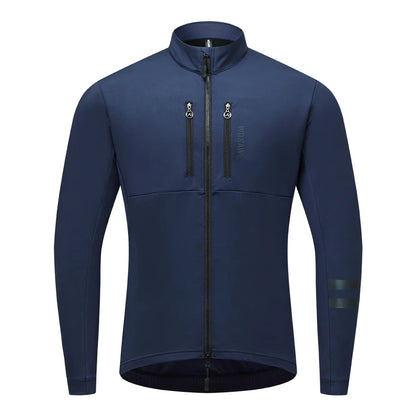 Velina Moda | Men's Cycling Jacket - Windproof Thermal Fleece Jacket with Reflective Details & Multiple Pockets