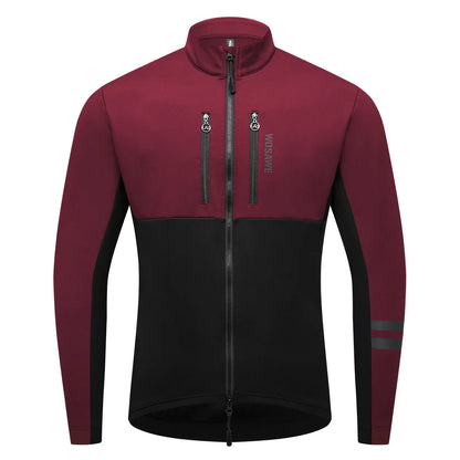 Velina Moda | Men's Cycling Jacket - Windproof Thermal Fleece Jacket with Reflective Details & Multiple Pockets