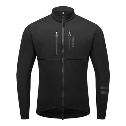 Velina Moda | Men's Cycling Jacket - Windproof Thermal Fleece Jacket with Reflective Details & Multiple Pockets