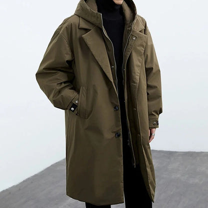 Velina Moda | Puffer Trench Coat with Hood Long Waterproof Jacket