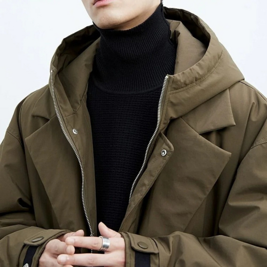 Velina Moda | Puffer Trench Coat with Hood Long Waterproof Jacket