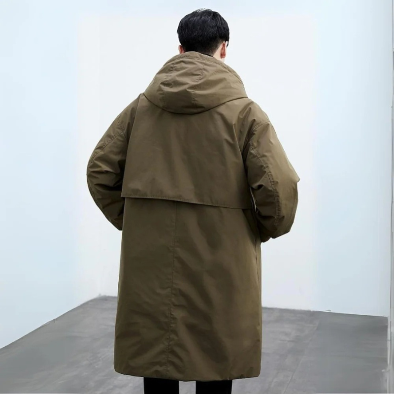 Velina Moda | Puffer Trench Coat with Hood Long Waterproof Jacket