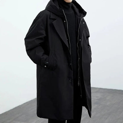 Velina Moda | Puffer Trench Coat with Hood Long Waterproof Jacket