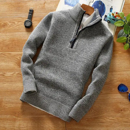 Velina Moda | Sweater - Knitted Half-Zip Collar