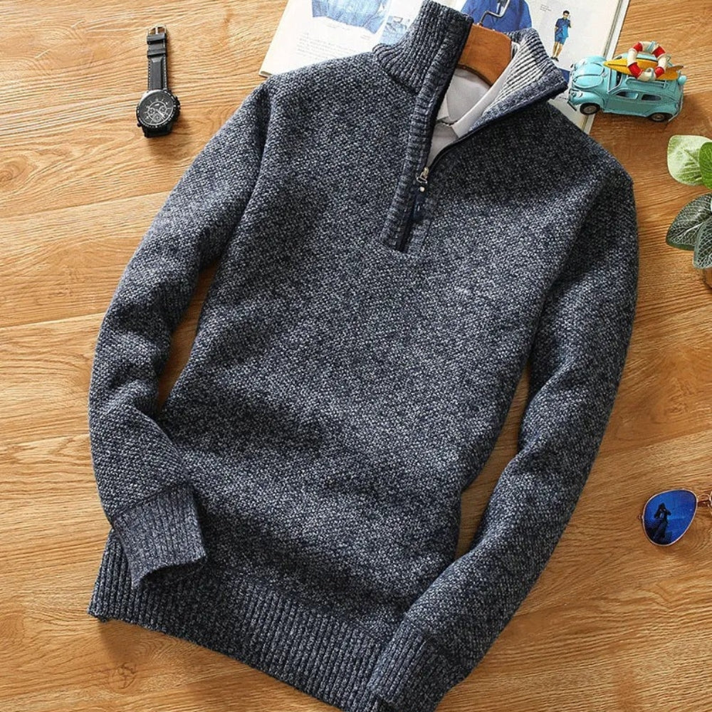 Velina Moda | Sweater - Knitted Half-Zip Collar