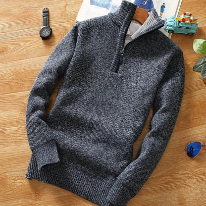 Velina Moda | Sweater - Knitted Half-Zip Collar