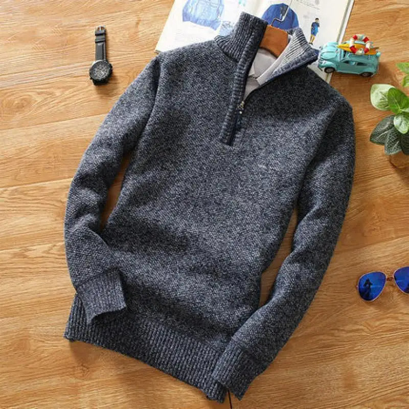 Velina Moda | Sweater - Knitted Half-Zip Collar
