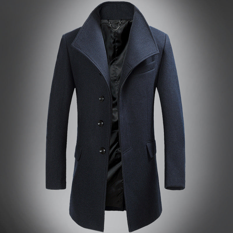 Velina Moda | Wool Coat - Slim Fit Button Closure with Notched Collar