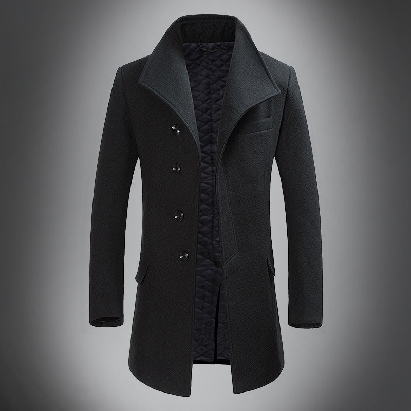 Velina Moda | Wool Coat - Slim Fit Button Closure with Notched Collar