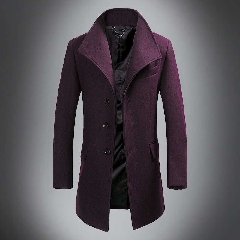 Velina Moda | Wool Coat - Slim Fit Button Closure with Notched Collar