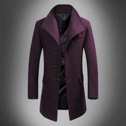 Velina Moda | Wool Coat - Slim Fit Button Closure with Notched Collar