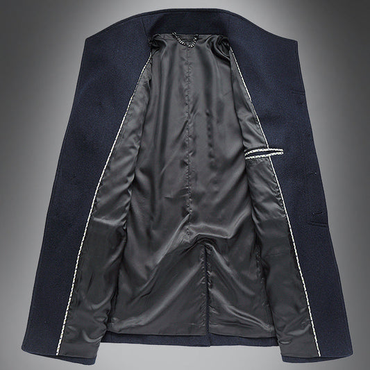 Velina Moda | Wool Coat - Slim Fit Button Closure with Notched Collar