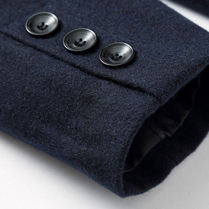 Velina Moda | Wool Coat - Slim Fit Button Closure with Notched Collar
