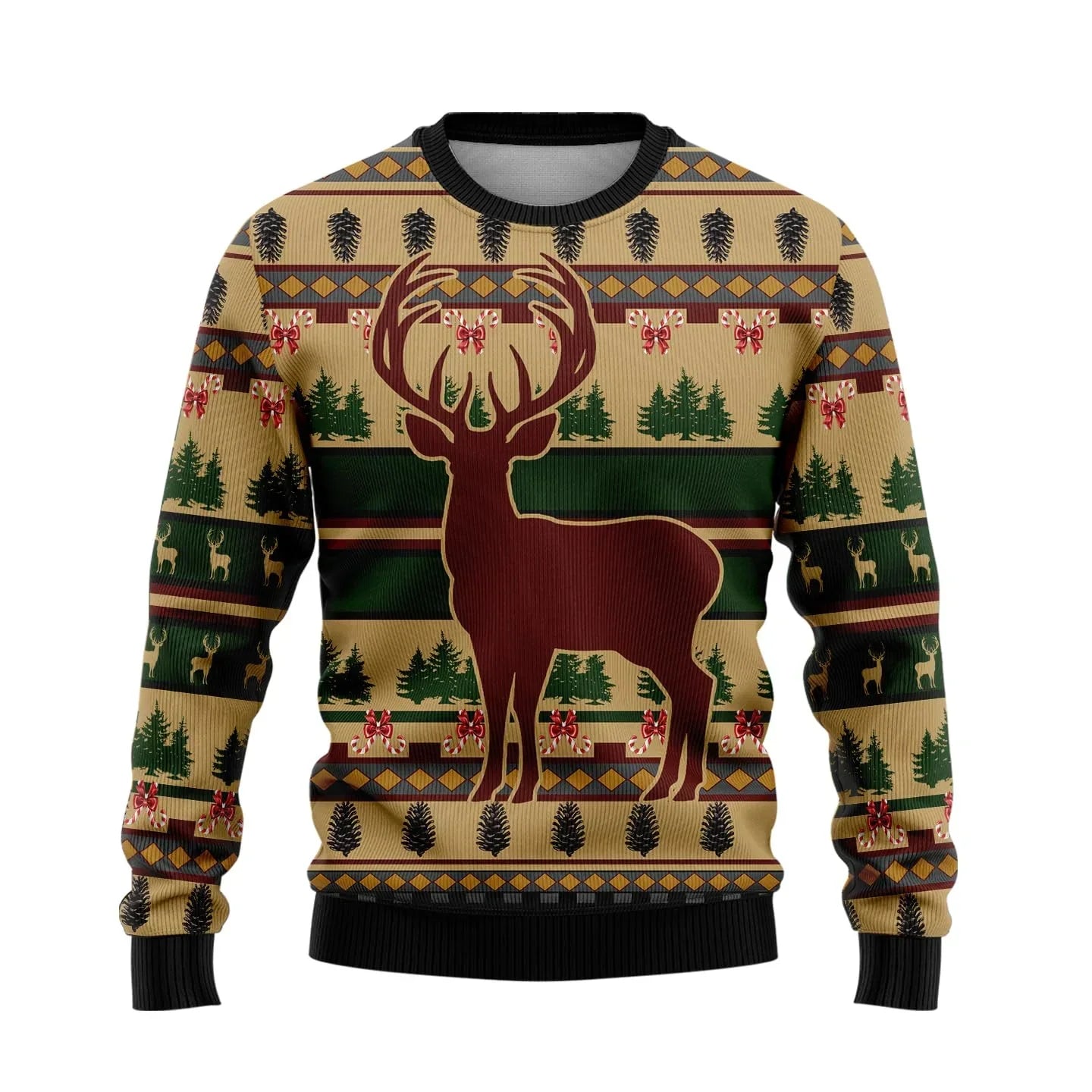 Velina Moda | Christmas Sweater - Knitted Deer Print, Warm Comfort & Festive Style for Winter