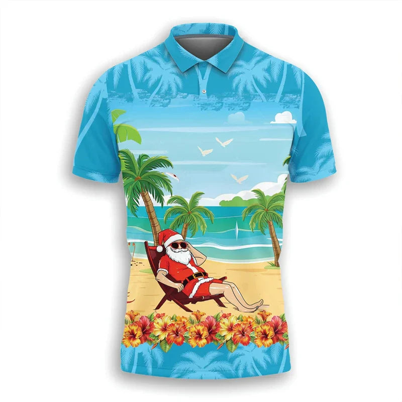 Velina Moda | Santa Claus Polo Shirt - Stylish men's polo shirt with festive design and comfortable fit