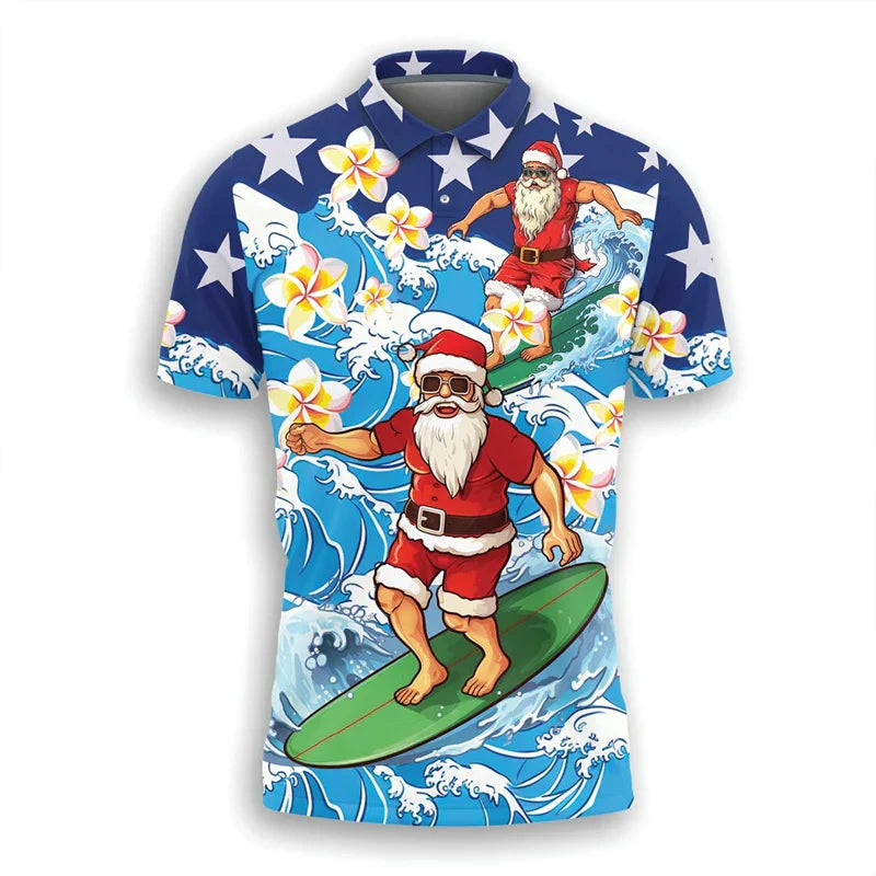 Velina Moda | Santa Claus Polo Shirt - Stylish men's polo shirt with festive design and comfortable fit