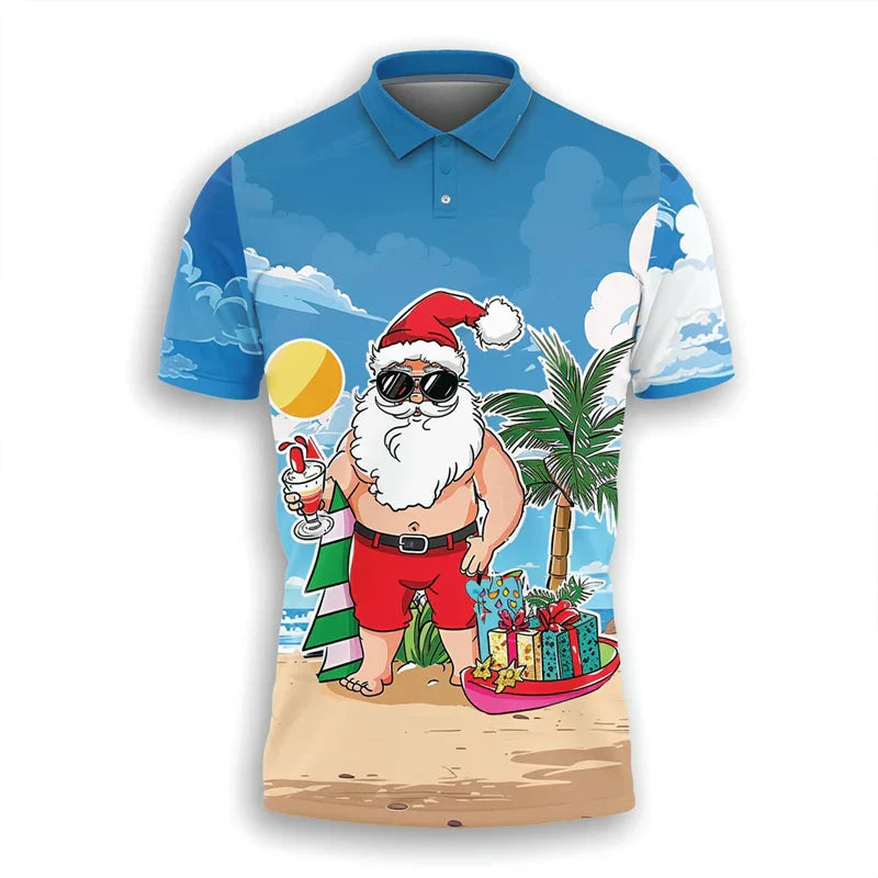 Velina Moda | Santa Claus Polo Shirt - Stylish men's polo shirt with festive design and comfortable fit