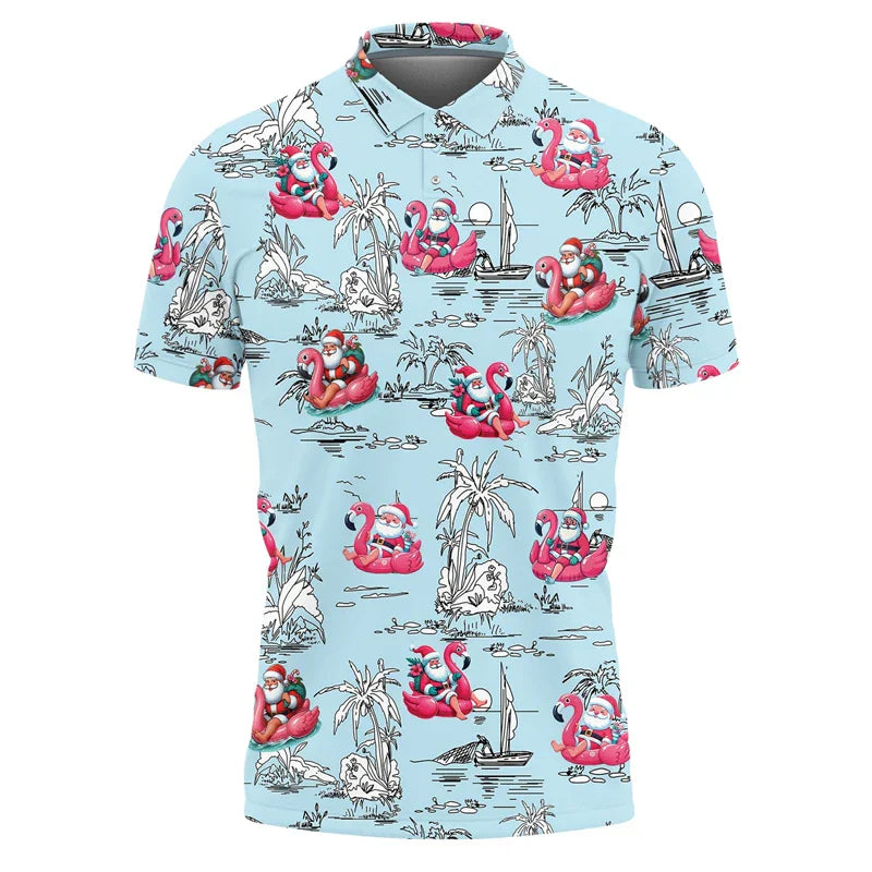 Velina Moda | Santa Claus Polo Shirt - Stylish men's polo shirt with festive design and comfortable fit