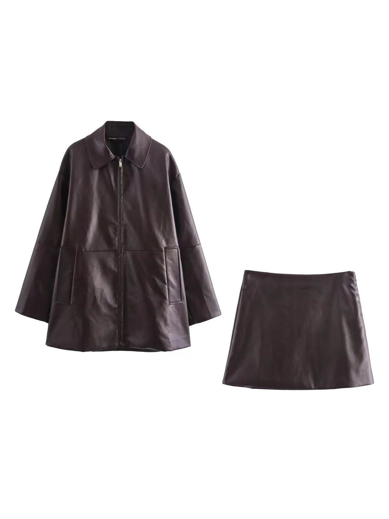 Velina Moda | Long Coat & Short Skirt Cord Set
