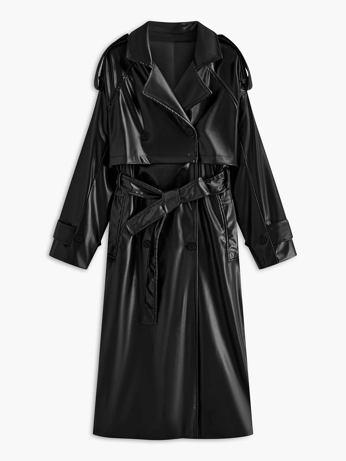 Velina Moda | Faux Leather Long Jacket