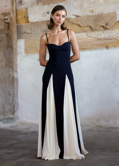 Spaghetti straps Block color maxi dress