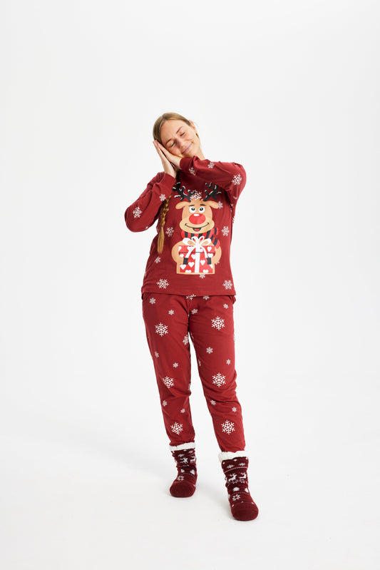 Velina Moda | Rudolf's Sweet Christmas Pajama Red Women's