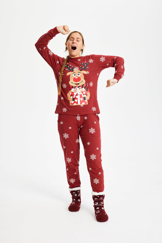 Velina Moda | Rudolf's Sweet Christmas Pajama Red Women's