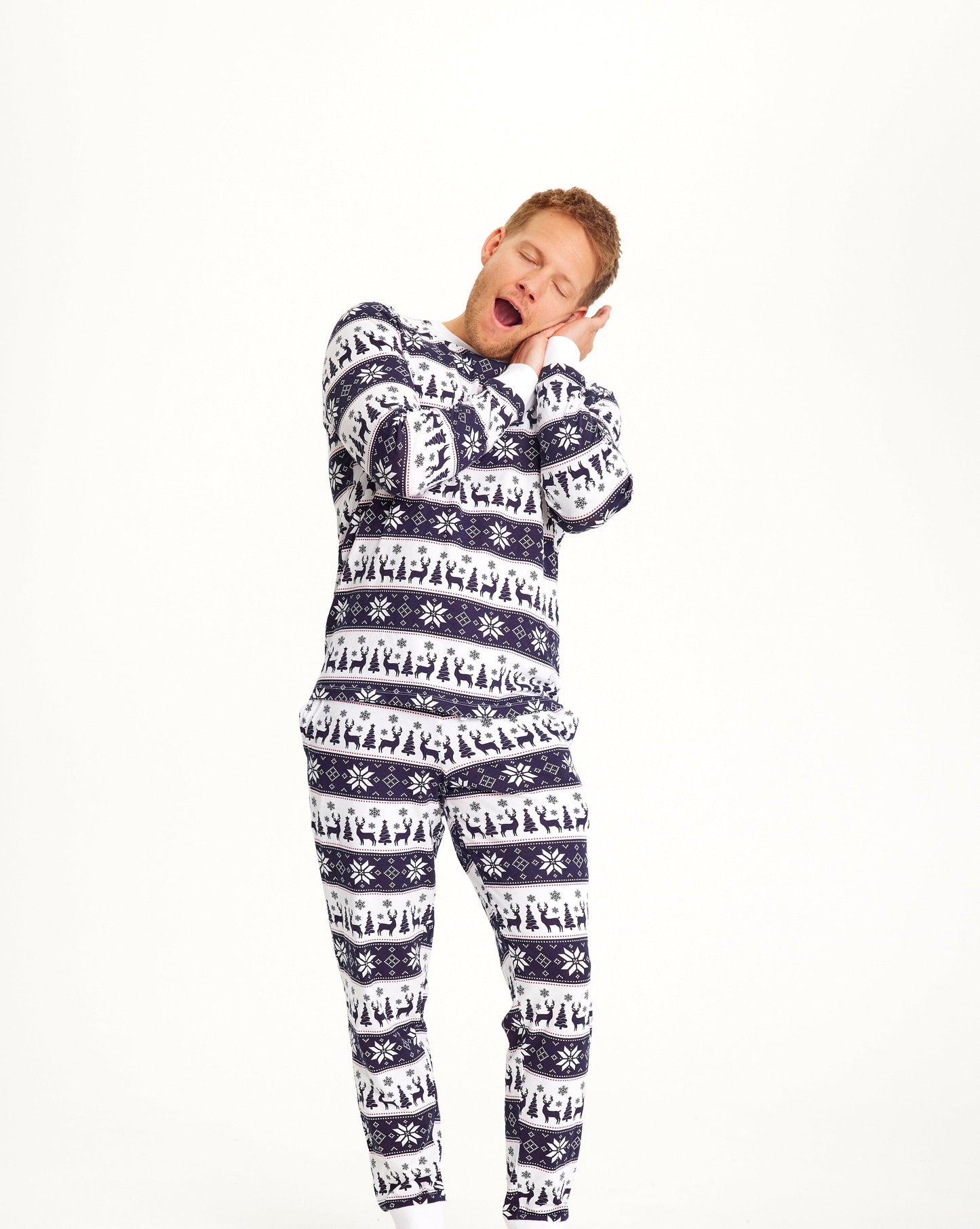 Velina Moda | Reindeer Christmas Pajama Navy Men