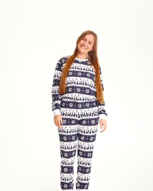 Velina Moda | Reindeer Christmas Pajama Navy Ladies