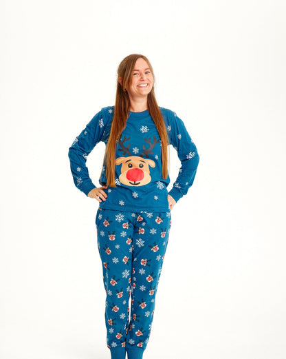 Velina Moda | Rudolf's Christmas Pajamas Blue Women's