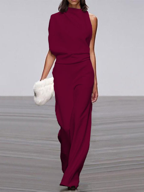 Jumpsuit with round neckline