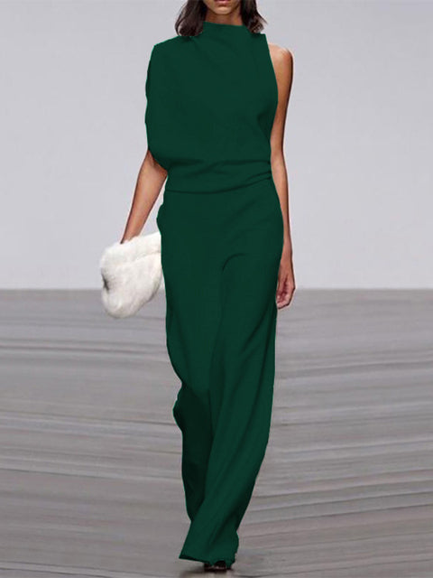 Jumpsuit with round neckline