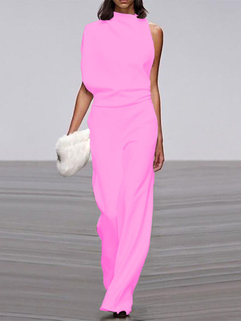 Jumpsuit with round neckline