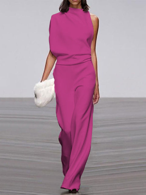Jumpsuit with round neckline