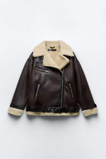 Velina Moda | Jacket with Lapel made of Synthetic Material