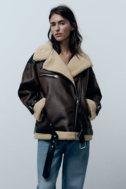 Velina Moda | Jacket with Lapel made of Synthetic Material
