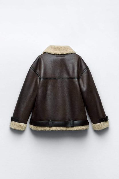 Velina Moda | Jacket with Lapel made of Synthetic Material