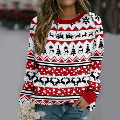 Velina Moda | Sweatshirt with Santa print - Comfortable 3D Christmas sweater for the holidays