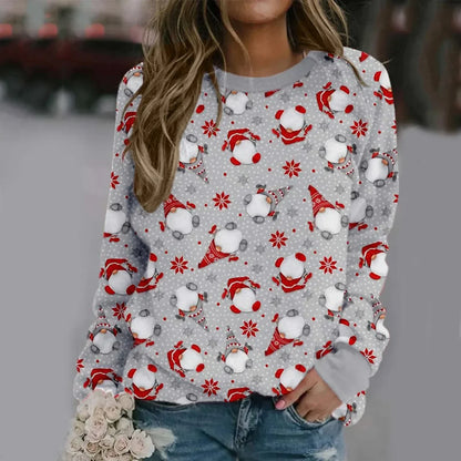 Velina Moda | Sweatshirt with Santa print - Comfortable 3D Christmas sweater for the holidays