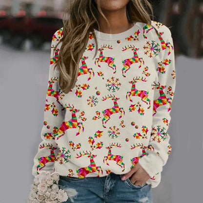 Velina Moda | Sweatshirt with Santa print - Comfortable 3D Christmas sweater for the holidays