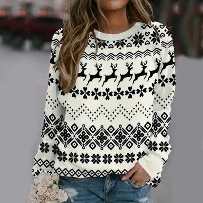 Velina Moda | Sweatshirt with Santa print - Comfortable 3D Christmas sweater for the holidays