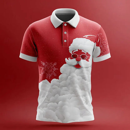 Velina Moda | Santa Polo for Men - Comfortable & Eye-Catching Shirt with Christmas Print
