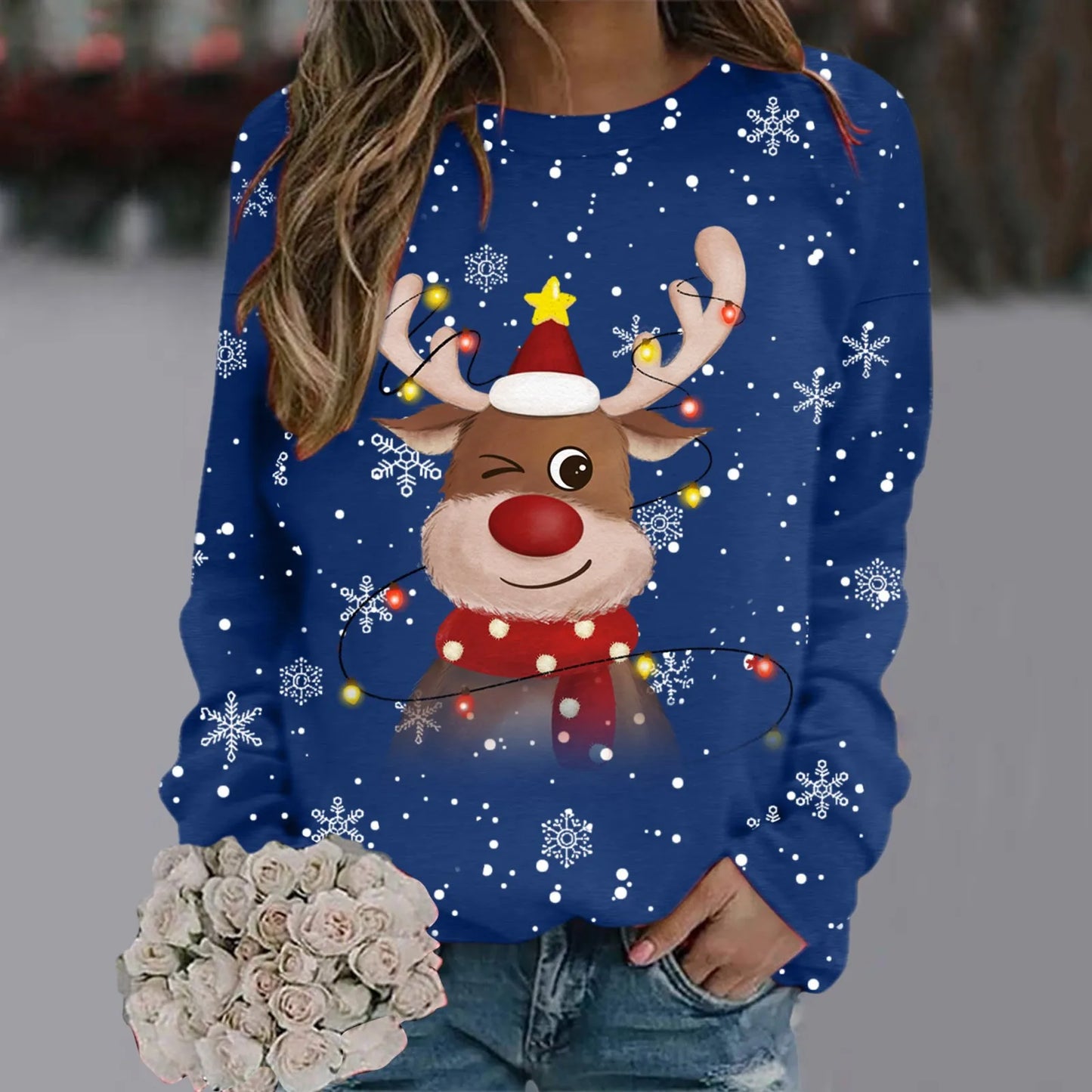 Velina Moda | Christmas Sweater for Women - Soft 3D Reindeer Design & Warm Comfort for the Holidays