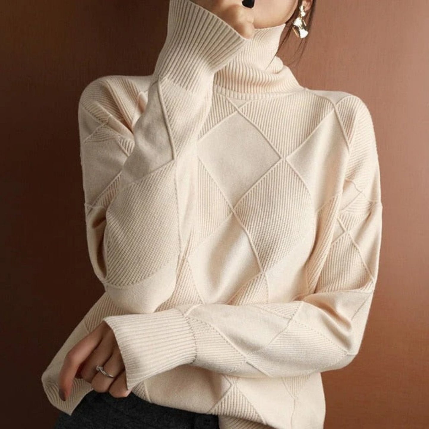 Velina Moda | Women's Turtleneck Sweater - Cotton Autumn/Winter Sweater